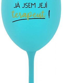 DOBRÝ DEŇ, JEM TERAPEUTE! - tyrkysový pohár na víno 350 ml
