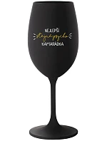 NAJLEPŠIA ROVNOSŤ PSYCHO KAMPANĚ - čierny pohár na víno 350 ml