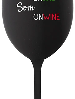 Nie som ONLINE, som ONWINE - čierny pohár na víno 350 ml