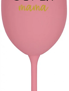 SUPER MOM - ružový pohár na víno 350 ml