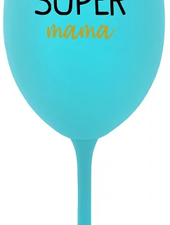 SUPER MOM - tyrkysový pohár na víno 350 ml