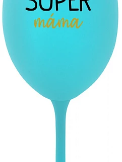 SUPER MOM - tyrkysový pohár na víno 350 ml
