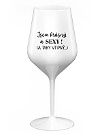 Som KRÁSNA A SEXY! (A TAKÁ FIT...) - biely nerozbitný pohár na víno 470 ml