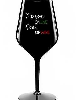 Nie som ONLINE, som ONWINE - čierny nerozbitný pohár na víno 470 ml