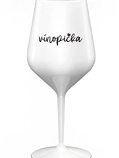 VINOPIECKA - biely nerozbitný pohár na víno 470 ml