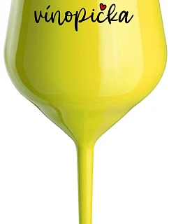 VÍNOPIČKA - žltý nerozbitný pohár na víno 470 ml
