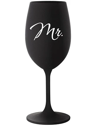 MR. - čierny pohár na víno 350 ml