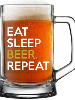 EAT SLEEP BEER. REPEAT - pivný pohár 0,5 l