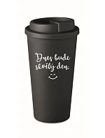TODAY WILL BE A GREAT DAY - čierny termohrnček 475 ml
