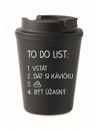 TO DO LIST: BE AMAZING - čierny termohrnček 300 ml
