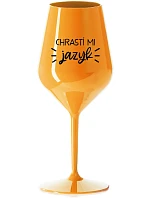 CHRASTÍ MI JAZYK - oranžový nerozbitný pohár na víno 470 ml