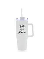 TEXT NA PŘÁNÍ - bílý cestovní termohrnek s průhledným víčkem 900 ml  