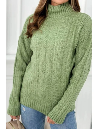 Sveter s rolákom S24-9 dark mint - Kesi