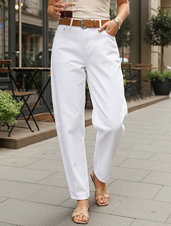 Dámske džínsy s opaskom UY2930 biele - FashionStreet