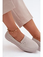 Dámske kožené poltopánky 93218 beige - Vinceza