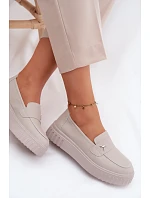 Dámske kožené poltopánky 93218 beige - Vinceza