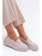 Dámske kožené poltopánky 93218 beige - Vinceza