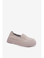 Dámske kožené poltopánky 93218 beige - Vinceza