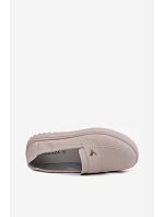 Dámske kožené poltopánky 93218 beige - Vinceza