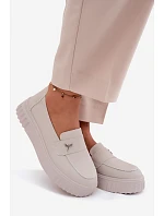 Dámske kožené poltopánky 93218 beige - Vinceza