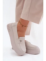 Dámske kožené poltopánky 93218 beige - Vinceza