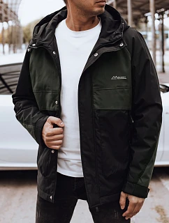 Pánska prechodná bunda do dažďa čierno-zelená FashionStreet TX4917