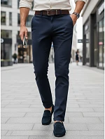 Pánske chino nohavice slim fit ležérne elegantné tmavomodré FashionStreet UX4492