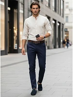 Pánske chino nohavice slim fit ležérne elegantné tmavomodré FashionStreet UX4492