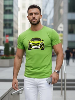 Pánske tričko s potlačou auta limetkovo zelené FashionStreet NX5015R