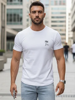 Pánske tričko s potlačou z klasickej bavlny biele FashionStreet NX5105R