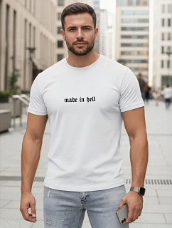 Pánske bavlnené tričko s potlačou biele FashionStreet NX5106R