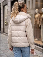 Kurtka damska zimowa pikowana z kapturem beżowa FashionStreet TY5932