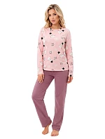 Pyžamo Donna Snowman Long Plum, s dlhými rukávmi, veľkosti S–XL