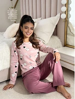 Pyžamo Donna Snowman Long Plum, s dlhými rukávmi, veľkosti S–XL
