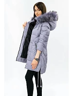 Dámska prešívaná zimná bunda s kapucňou vo farbe heather (7690) Dámska prešívaná zimná bunda s kapucňou vo farbe heather (7690)