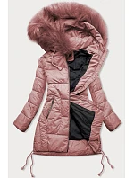 Dámska prešívaná zimná bunda s kapucňou Old Pink (7690) Dámska prešívaná zimná bunda s kapucňou Old Pink (7690)