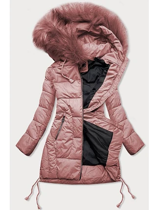 Dámska prešívaná zimná bunda s kapucňou Old Pink (7690) Dámska prešívaná zimná bunda s kapucňou Old Pink (7690)