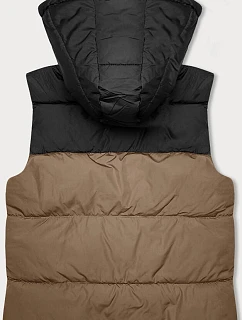 Dámska krátka vesta s kapucňou j.style white-black (16M9112-281)