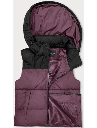 Dámska krátka vesta s kapucňou j.style purple-black (16M9112-53)