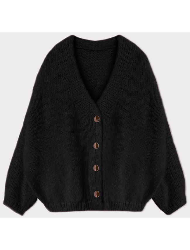 Ľahký čierny oversize sveter (59100)