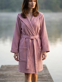 Dámsky vaflový župan s kapucňou Vestis Saimaa Old Rose