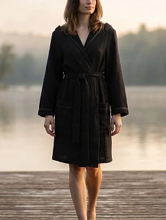 Dámsky vaflový župan s kapucňou Vestis Saimaa Black Beauty