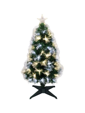 DEKORATÍVNY VIANOČNÝ STROMČEK OPTICKÉ VLÁKNO TEPLÁ STUDENÁ BIELA 90CM