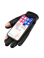 Pánske zateplené protišmykové rukavice na telefón - čierne