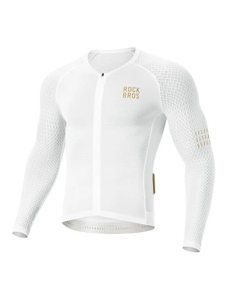 Cyklistický dres Rockbros YDCX008 Diamond s dlhým rukávom - veľkosť L - biely