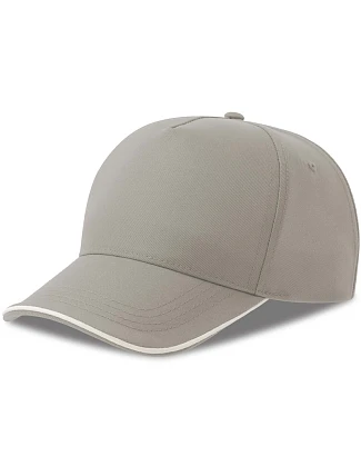 Atlantis Headwear Recy Five Piping – 5-panelová sendvičová čiapka 33.0282 šedá/biela