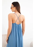 Dlhé džínsové šaty bez ramienok