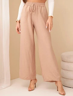 Viskózové nohavice so širokými nohavicami ťavej farby