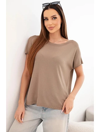 Dámska viskózna blúzka oversize s krátkymi rukávmi a okrúhlym výstrihom Fango
