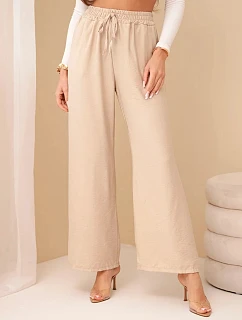 Široké nohavice z viskózy tmavobéžovej farby